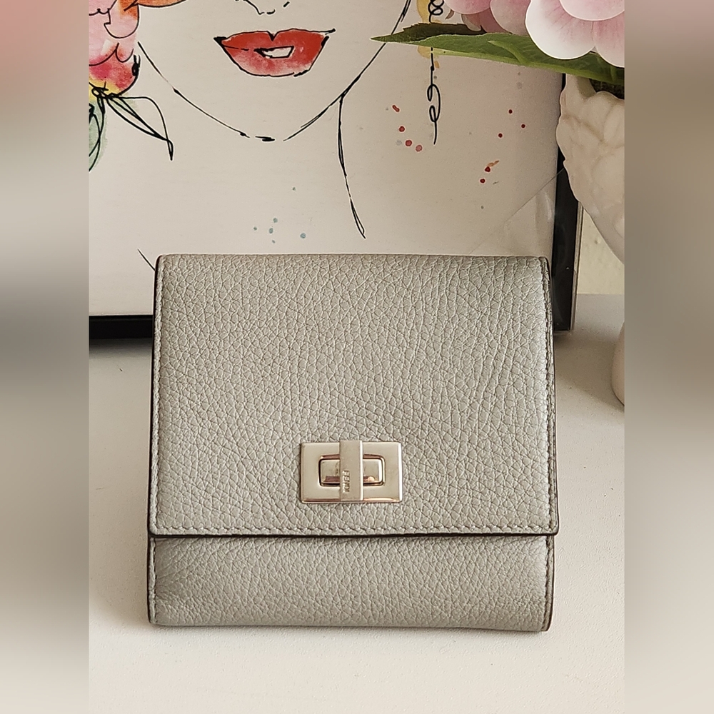 FENDI Peekaboo Leather Bicolor Compact  Wallet